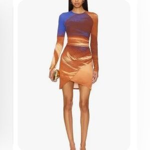 SIMKHAI Abby Sierra Print Ruched Mini Dress size Small
